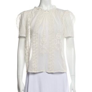 St. Roche | Lace/Mesh Blouse/Top | Cream/Off-White